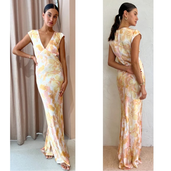 Bec And Bridge Indi V Maxi Dress In Floral Haze Size 6 - Picture 4 of 15